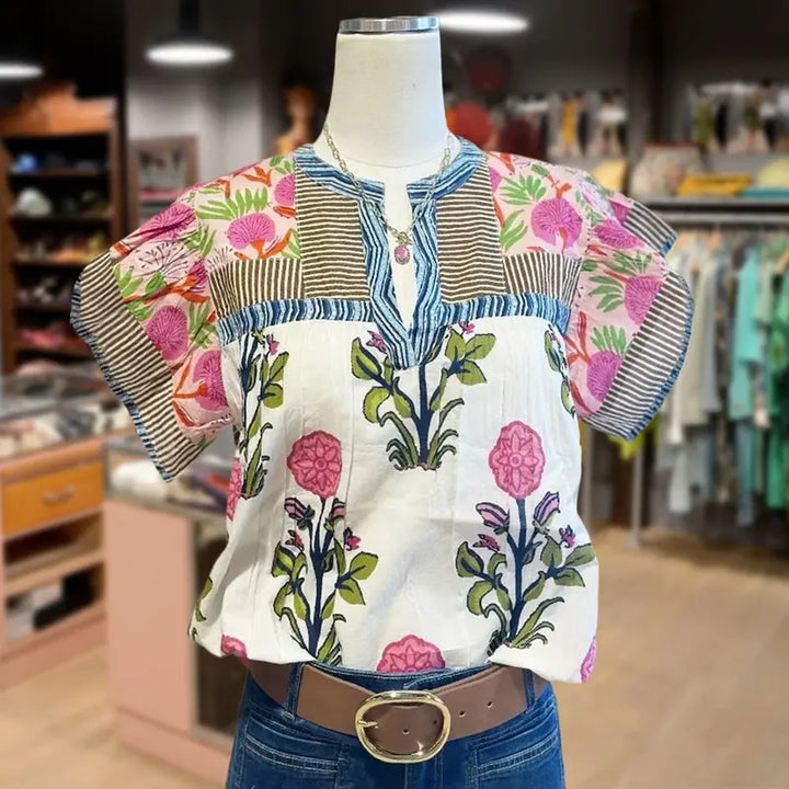 ELOUISA™ - Soft Vintage Mixed Floral Top