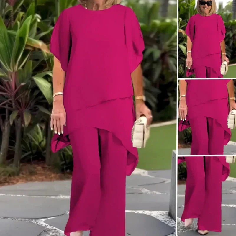 Margaret™ | Suit with draped palazzo pants